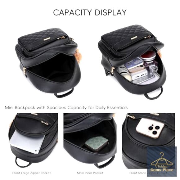Mini Leather Backpack Purse with Detachable Cartoon Charm, Fashion Daypack main image 4